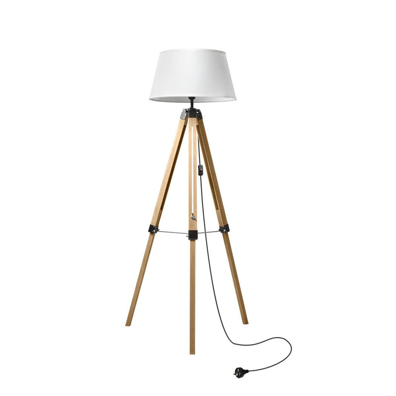 EMITTO Tripod Wooden Floor Lamp Shaded Reading Light Adjustable Stand Home Decor Payday Deals