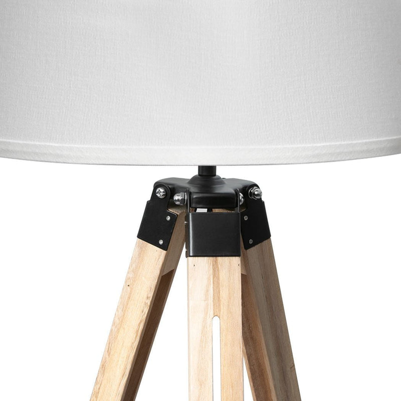 EMITTO Tripod Wooden Floor Lamp Shaded Reading Light Adjustable Stand Home Decor Payday Deals