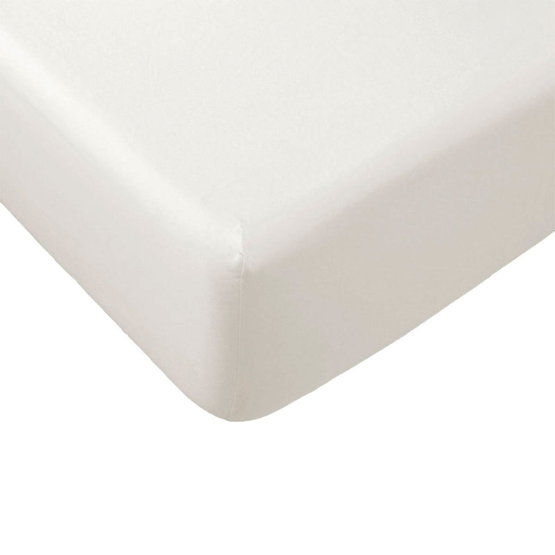 Essentially Home Living Polyester Cotton Fitted Sheet 33cm Wall Queen Ivory Payday Deals