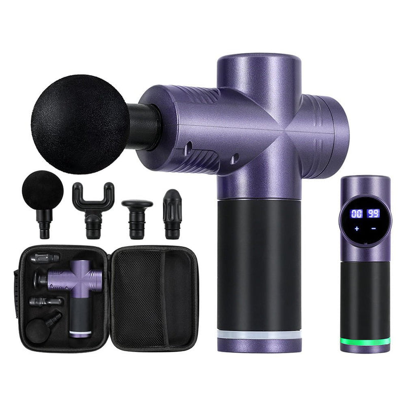 Everfit 30 Speed Massage Gun 4 Head Vibration Muscle Massager Percussion Relief Purple Payday Deals