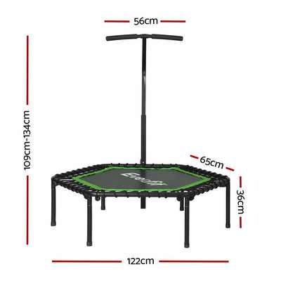 Everfit 48inch Hexagon Trampoline Kids Exercise Adjustable Handrail Green Payday Deals