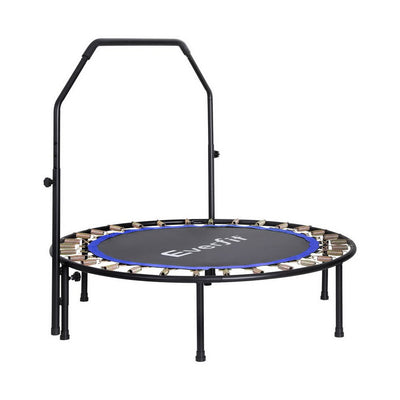 Everfit 48inch Round Trampoline Kids Exercise Fitness Adjustable Handrail Blue Payday Deals