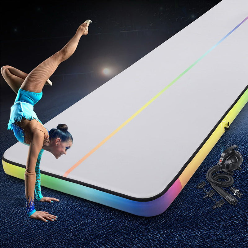 Everfit 6M Air Track Mat Inflatable Gymnastics Tumbling Mat W/ Pump Colourful Payday Deals