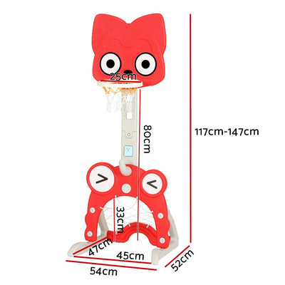 Everfit Kids Basketball Hoop Stand Adjustable 5-in-1 Sports Center Toys Set Red Payday Deals