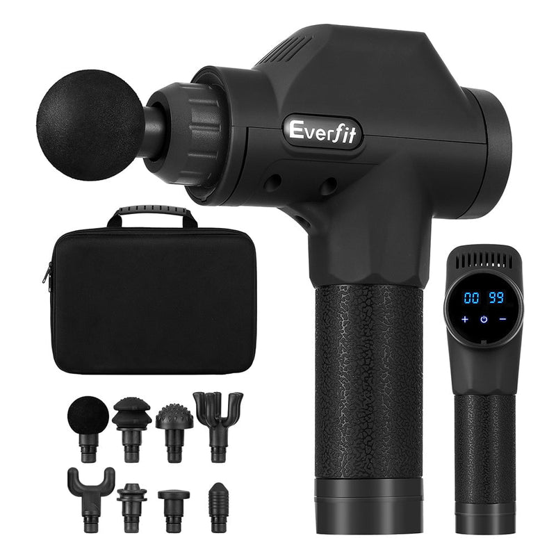 Everfit Massage Gun 30 Speed 8 Heads Chargeable Black Payday Deals