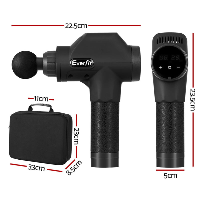 Everfit Massage Gun 30 Speed 8 Heads Chargeable Black Payday Deals
