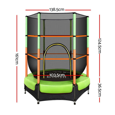 Everfit Trampoline 4.5FT Kids Trampolines Cover Safety Net Pad Ladder Gift Green Payday Deals