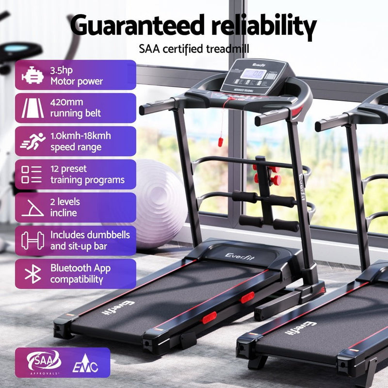 Everfit Treadmill Electric Home Gym Fitness Exercise Machine w/ Sit Up Bar 420mm Payday Deals