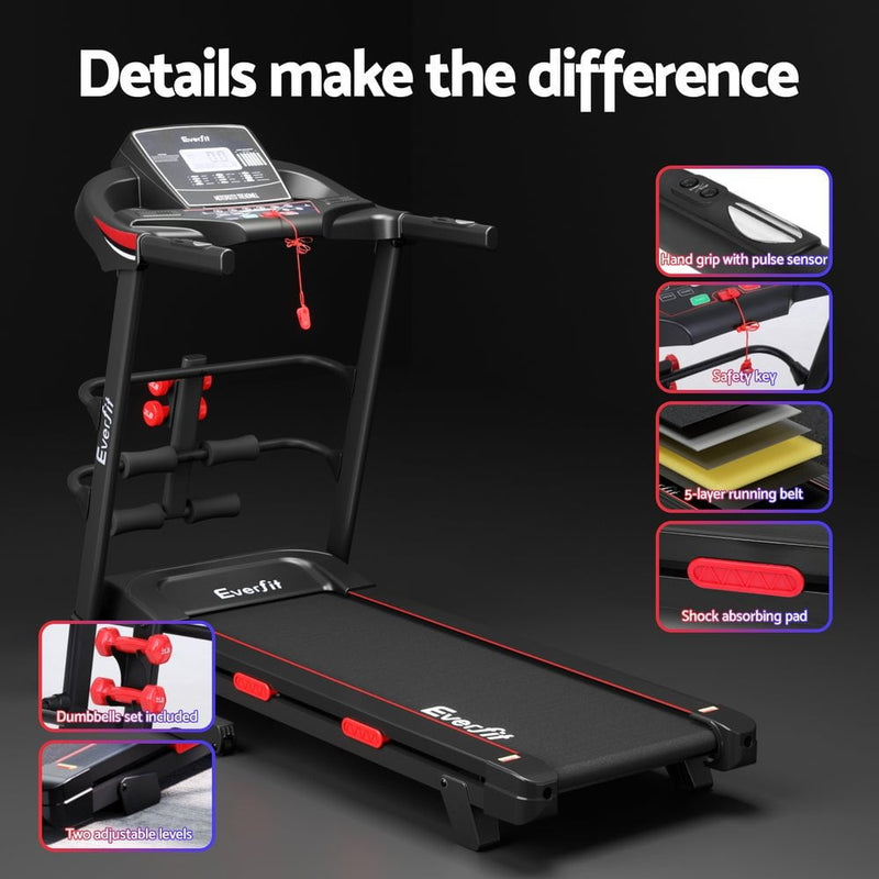 Everfit Treadmill Electric Home Gym Fitness Exercise Machine w/ Sit Up Bar 420mm Payday Deals