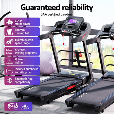 Everfit Treadmill Electric Home Gym Fitness Exercise Machine w/ Sit Up Bar 480mm Payday Deals