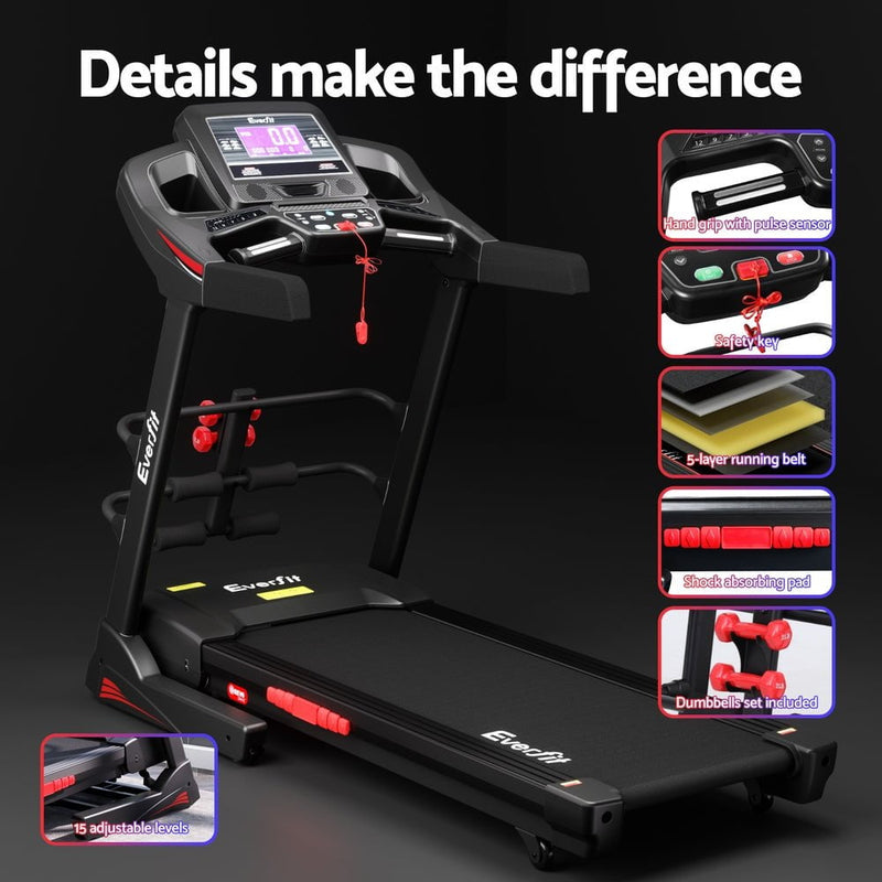 Everfit Treadmill Electric Home Gym Fitness Exercise Machine w/ Sit Up Bar 480mm Payday Deals