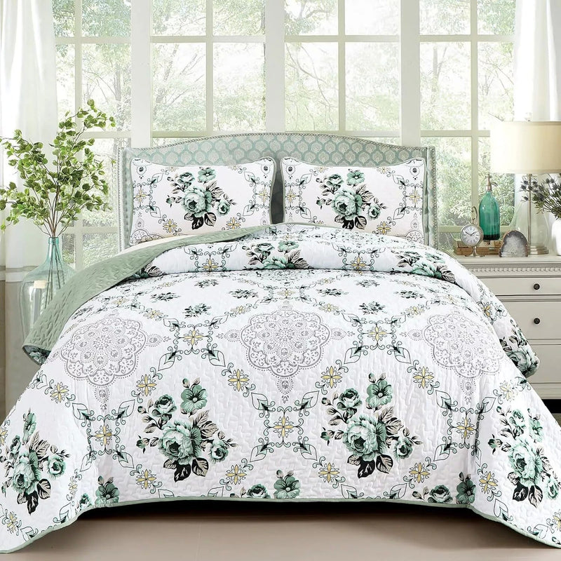 Exquisite Quilted Bedspread and Pillowcases Set: A Touch of Elegance for Your Space - Queen size Payday Deals