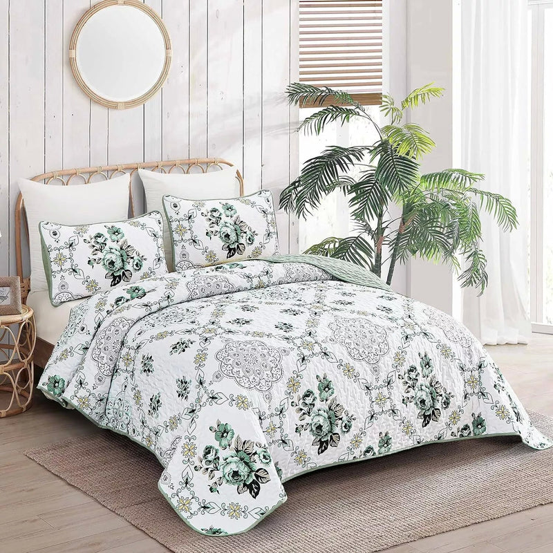 Exquisite Quilted Bedspread and Pillowcases Set: A Touch of Elegance for Your Space - Queen size Payday Deals