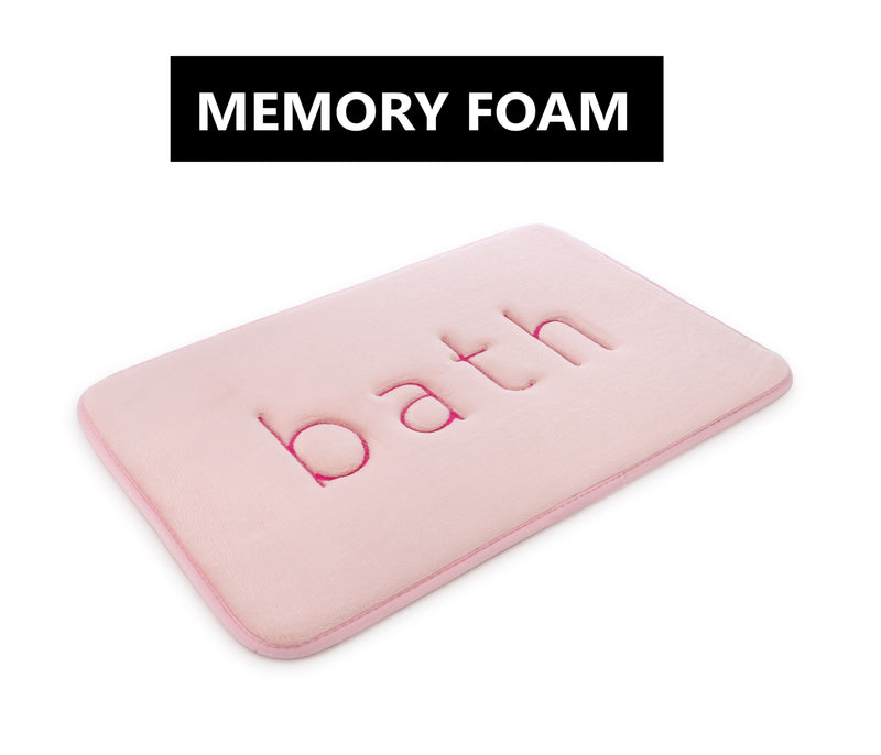 Extra Thick Memory Foam & Super Comfort Bath Rug Mat for Bathroom (60 x 40 cm, Pink) Payday Deals