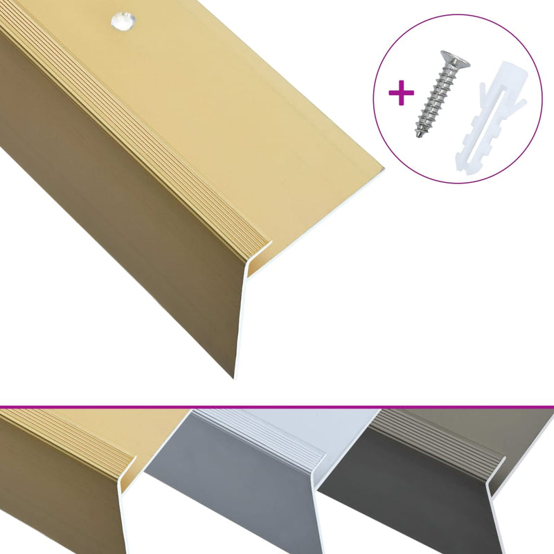 F-shape Stair Nosings 15 pcs Aluminium 90 cm Gold Payday Deals