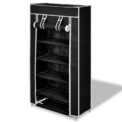 Fabric Shoe Cabinet with Cover 58 x 28 x 106 cm Black Payday Deals