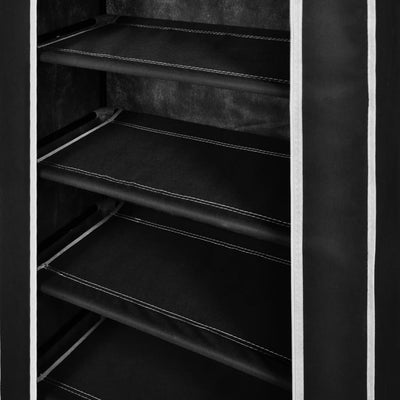 Fabric Shoe Cabinet with Cover 58 x 28 x 106 cm Black Payday Deals