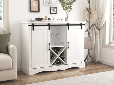Farmhouse Storage Sideboard With faux marble top Payday Deals