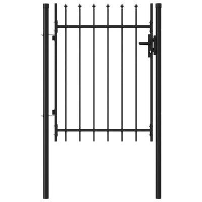 Fence Gate Single Door with Spike Top Steel 1x1.2 m Black Payday Deals