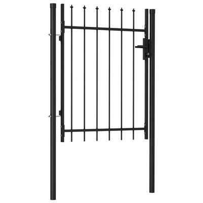 Fence Gate Single Door with Spike Top Steel 1x1.2 m Black Payday Deals