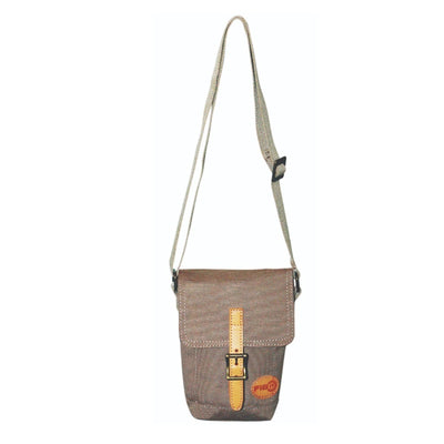 FIB Water Resistant Small Shoulder Canvas Bag w Adjustable Shoulder Strap - Sand