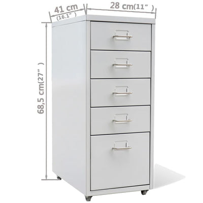 File Cabinet with 5 Drawers Grey 68.5 cm Steel Payday Deals