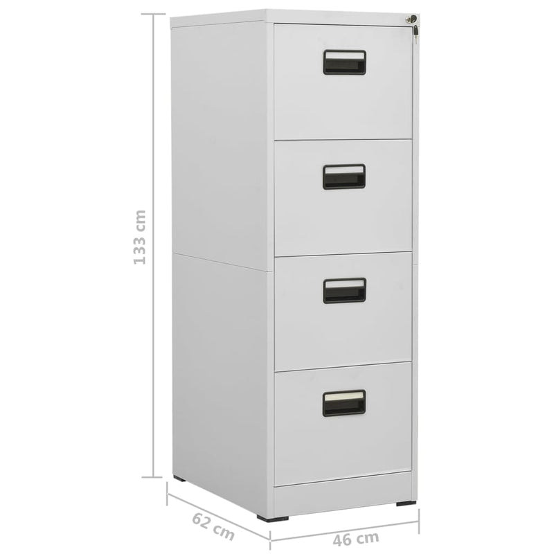 Filing Cabinet Light Grey 46x62x133 cm Steel Payday Deals