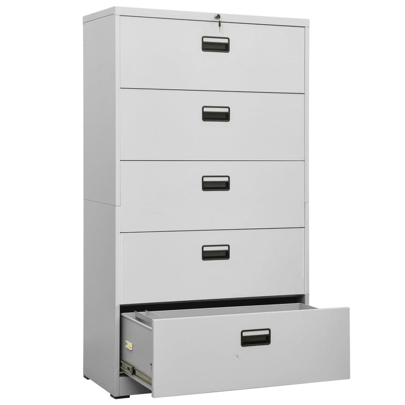 Filing Cabinet Light Grey 90x46x164 cm Steel Payday Deals