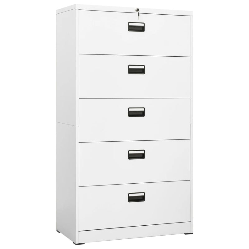 Filing Cabinet White 90x46x164 cm Steel Payday Deals