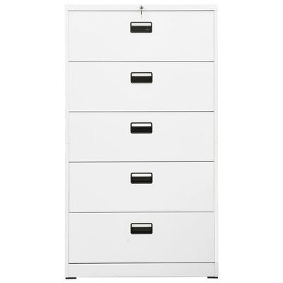 Filing Cabinet White 90x46x164 cm Steel Payday Deals
