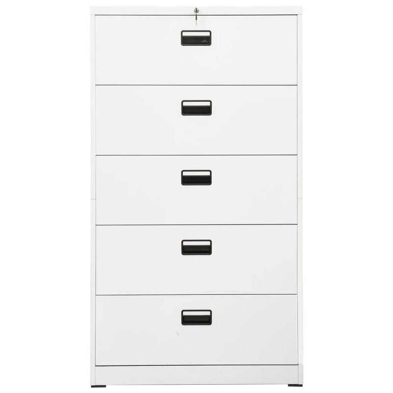 Filing Cabinet White 90x46x164 cm Steel Payday Deals