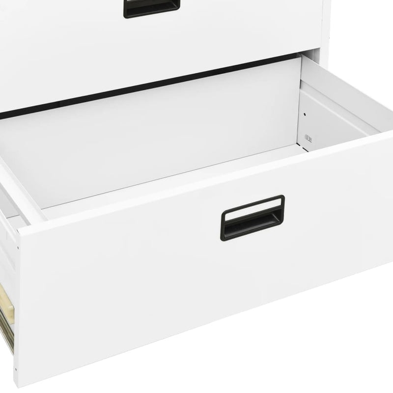 Filing Cabinet White 90x46x164 cm Steel Payday Deals