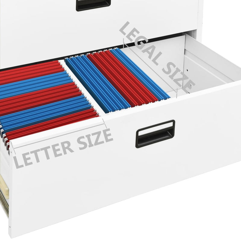 Filing Cabinet White 90x46x164 cm Steel Payday Deals