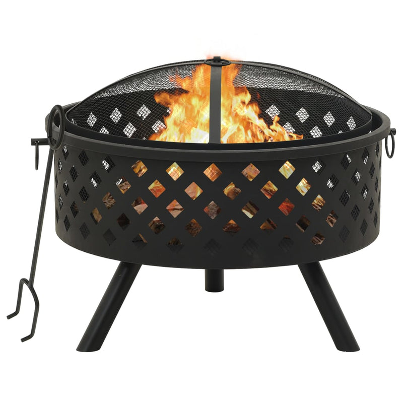 Fire Pit with Poker 68 cm XXL Steel Payday Deals