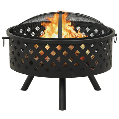 Fire Pit with Poker 68 cm XXL Steel Payday Deals