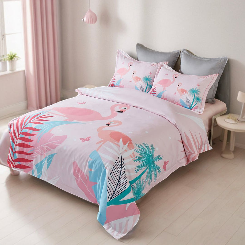 Flamingo Kids Quilt Cover Set - King Single Size Payday Deals