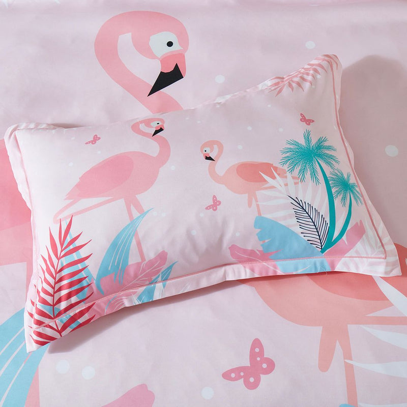 Flamingo Kids Quilt Cover Set - King Single Size Payday Deals