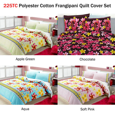 Floating Frangipani Quilt Cover Set Aqua Single Payday Deals