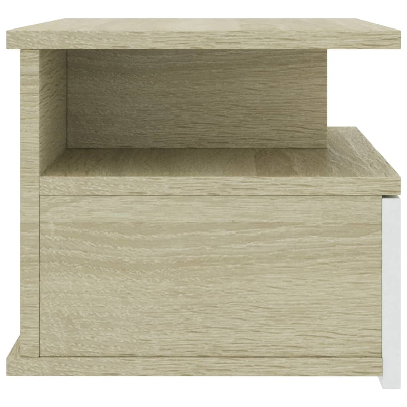 Floating Nightstands 2 pcs White and Sonoma Oak 40x31x27 cm Engineered Wood Payday Deals