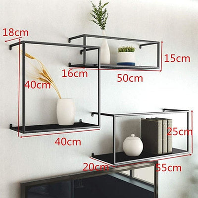 Floating Shelves Retro Industrial Ledge Black Metal Display Stand Payday Deals