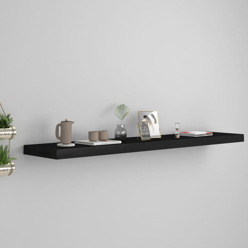 Floating Wall Shelf Black 120x23.5x3.8 cm MDF Payday Deals