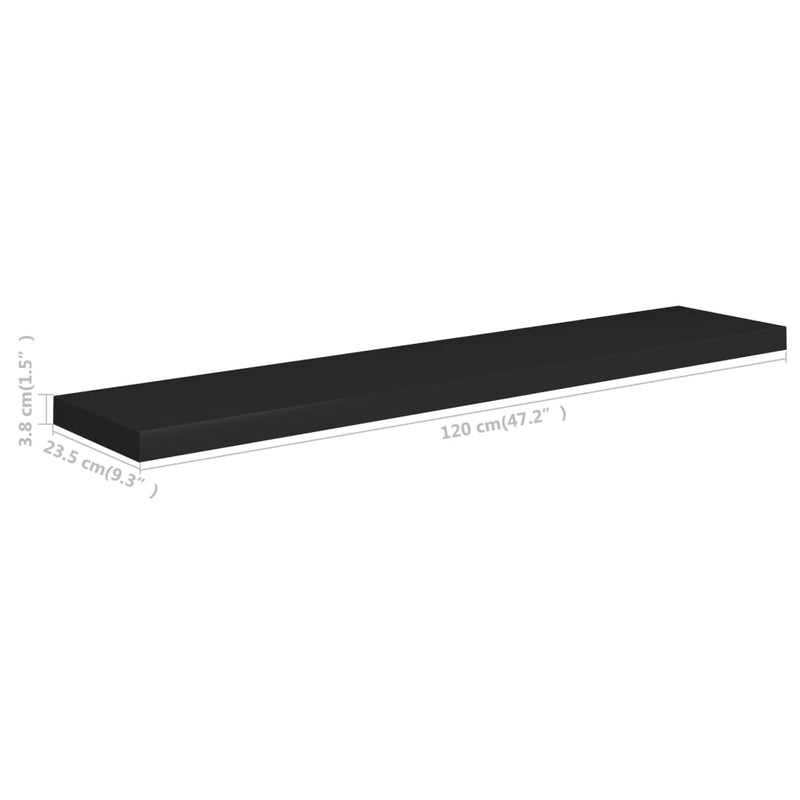 Floating Wall Shelf Black 120x23.5x3.8 cm MDF Payday Deals