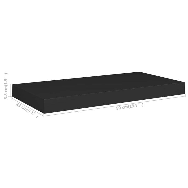 Floating Wall Shelf Black 50x23x3.8 cm MDF Payday Deals