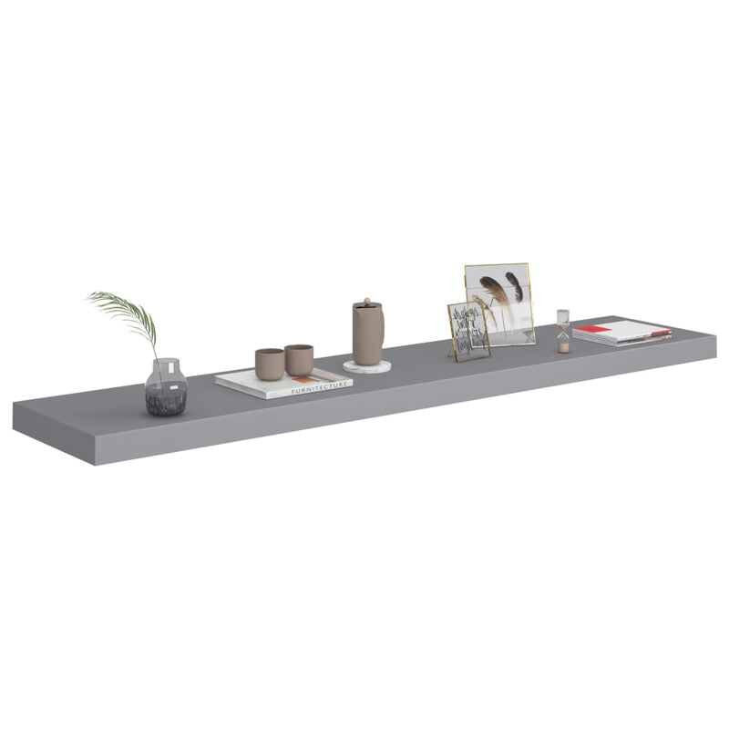 Floating Wall Shelf Grey 120x23.5x3.8 cm MDF Payday Deals