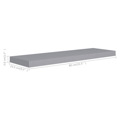 Floating Wall Shelf Grey 80x23.5x3.8 cm MDF Payday Deals