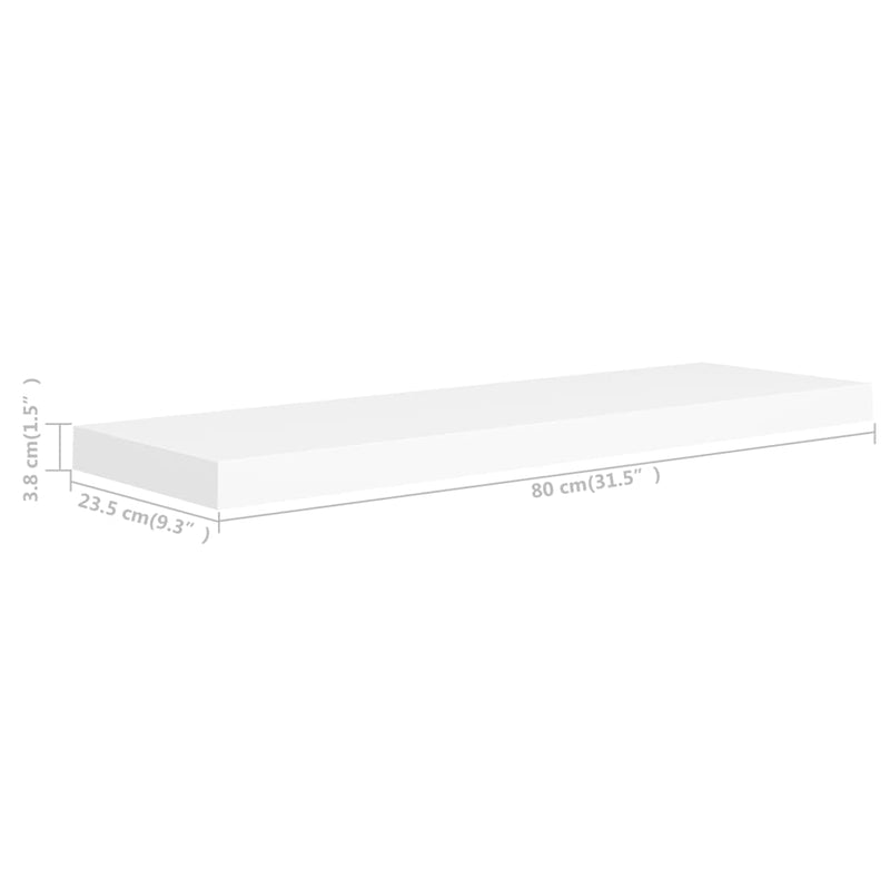 Floating Wall Shelf White 80x23.5x3.8 cm MDF Payday Deals