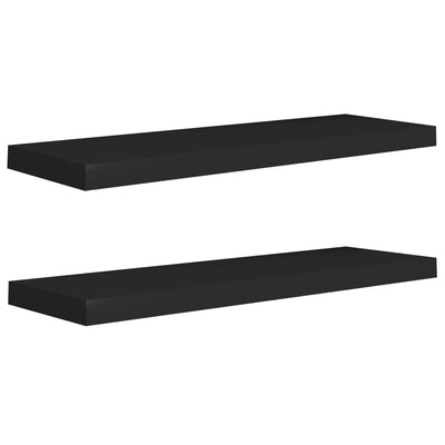 Floating Wall Shelves 2 pcs Black 80x23.5x3.8 cm MDF Payday Deals