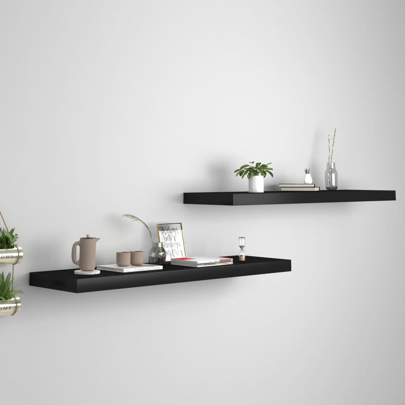 Floating Wall Shelves 2 pcs Black 90x23.5x3.8 cm MDF Payday Deals