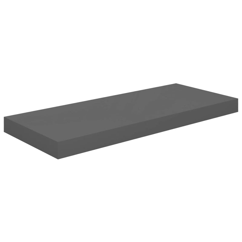 Floating Wall Shelves 2 pcs High Gloss Grey 60x23.5x3.8 cm MDF Payday Deals