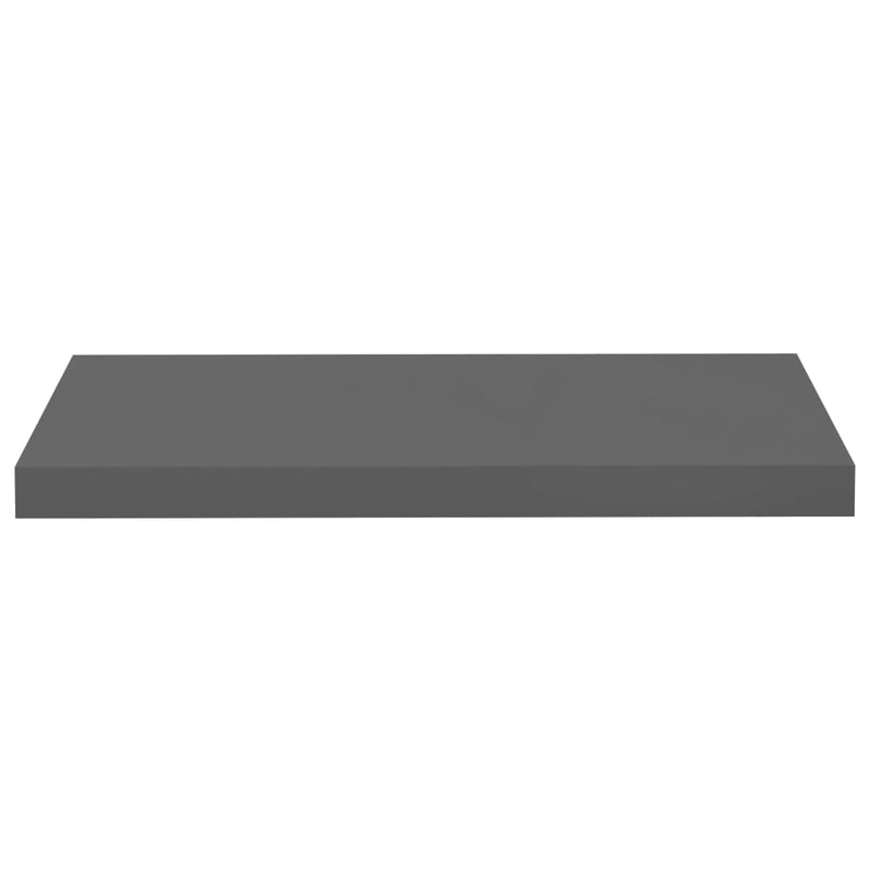 Floating Wall Shelves 2 pcs High Gloss Grey 60x23.5x3.8 cm MDF Payday Deals